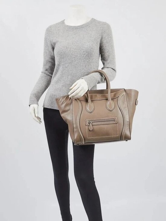 Celine Handbags - Celine Souris Drummed Calfskin Leather Mini Luggage Tote Bag